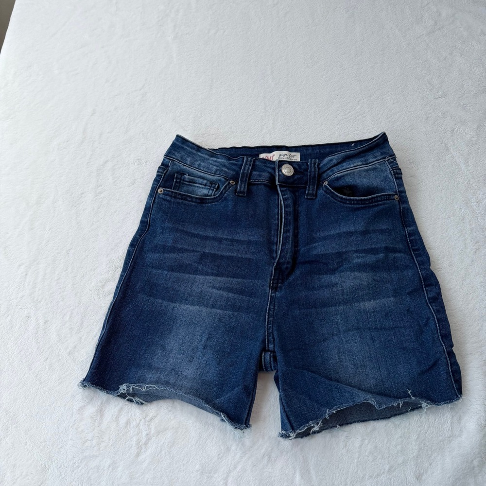 YMI Denim Shorts‎ Womens 7/28 Blue Good Gigi Fit High Rise Raw Hem Cut Offs